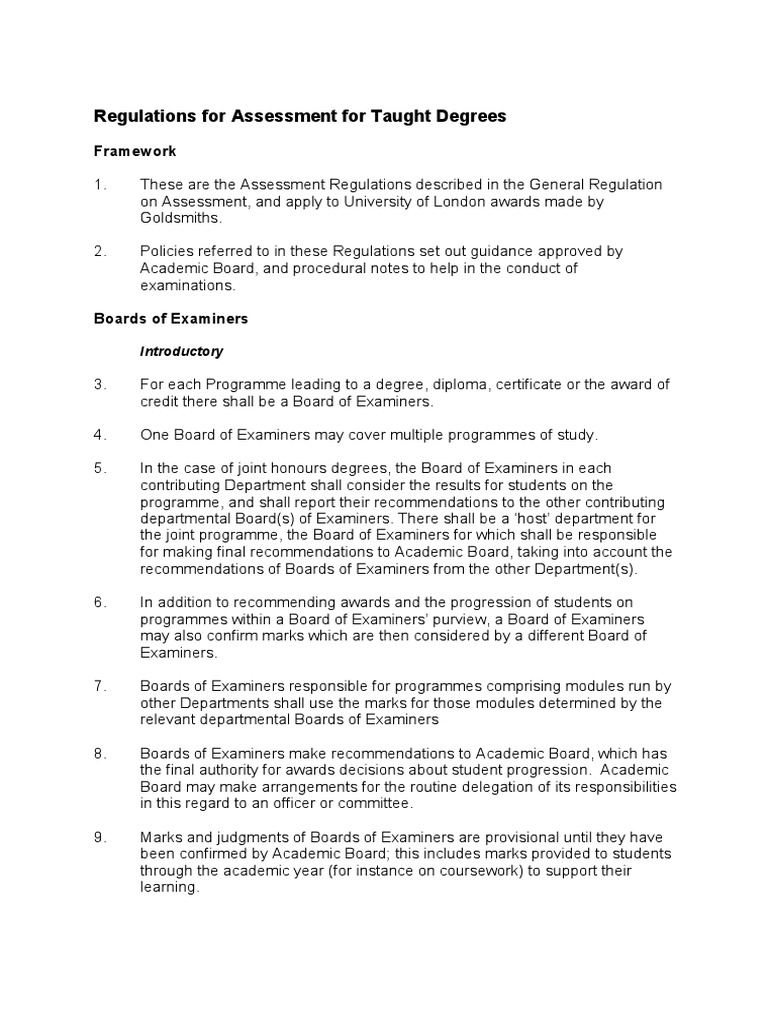Assessment Regulations for Degrees | PDF | Academic Degree ...