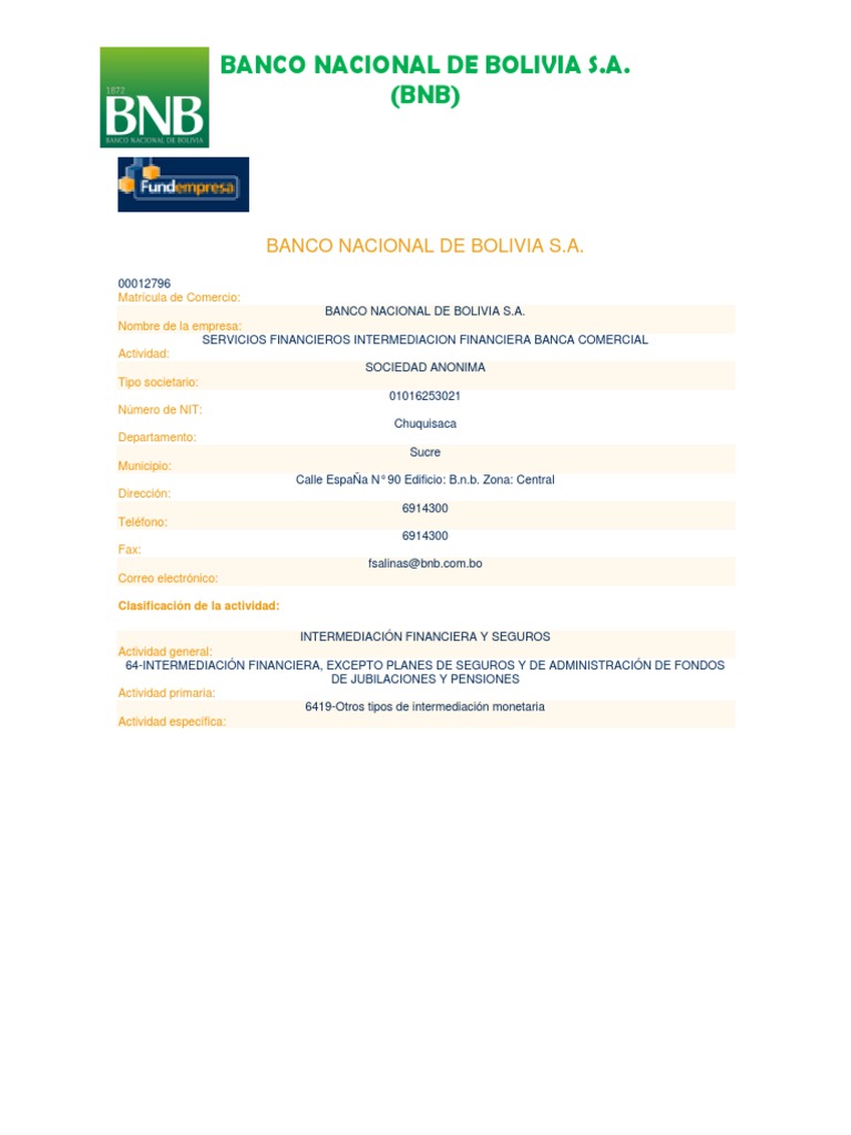 BNB Constitucion Ejemplo | PDF | Empresas | Servicios financieros