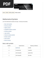 Mathematical Symbols List (+,-,X, - , , - , - ,... )