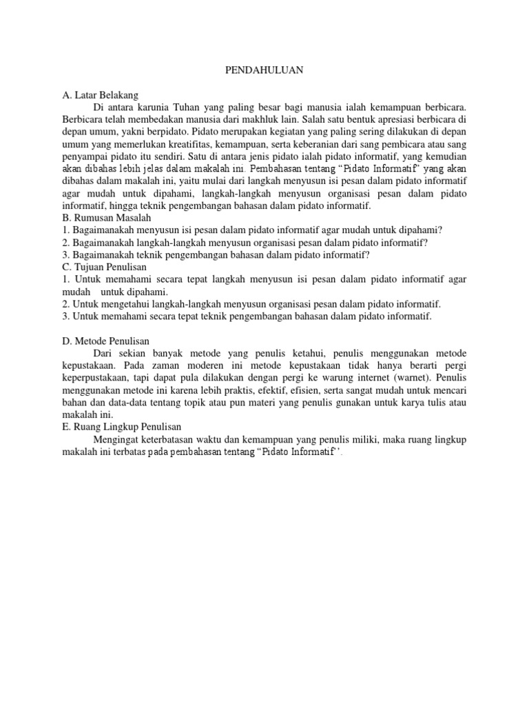 Contoh Pidato Informatif 3