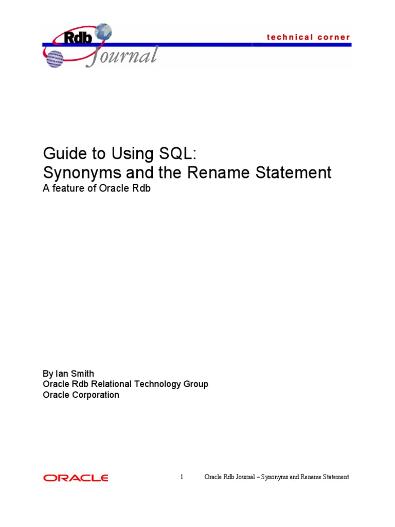 Guide to using sql synonyms and the rename statement a feature of