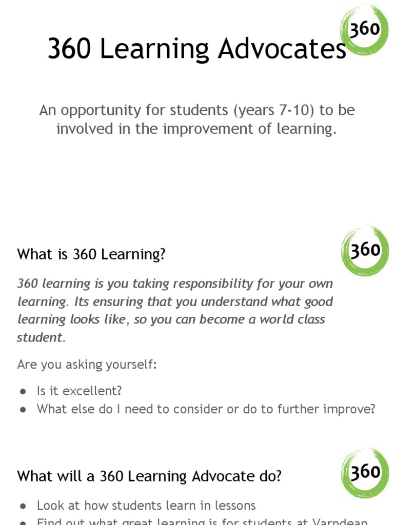 Become a 360 Learning Advocate | PDF
