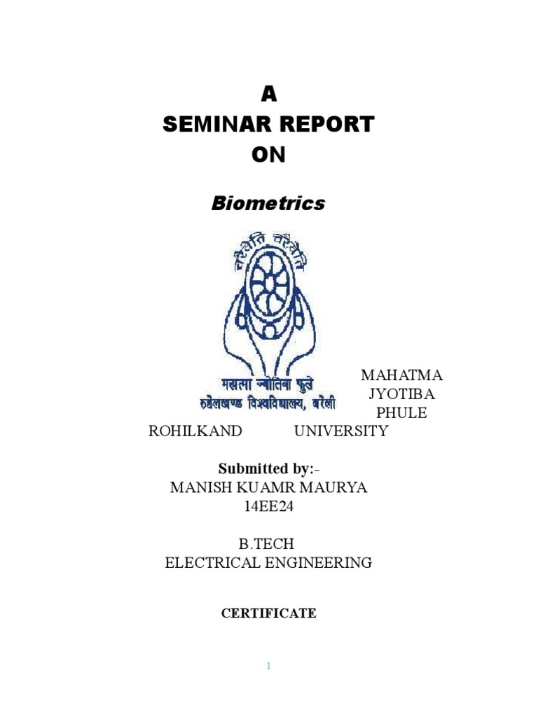 Manish Seminar Report PDF Biometrics Fingerprint