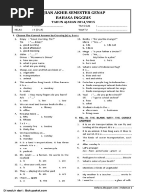 Soal Ukk B Inggris Kls 6 2017 K13