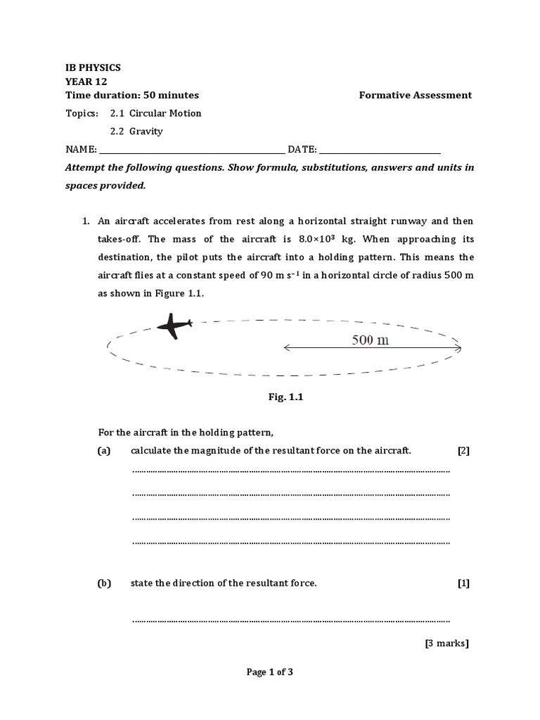 IB Physics Circular Motion Assessment | PDF | Gravity | Orbit