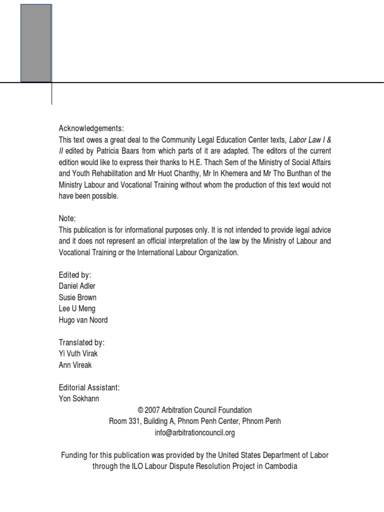 Arbitration Council And The Process For Labour Dispute Resolution