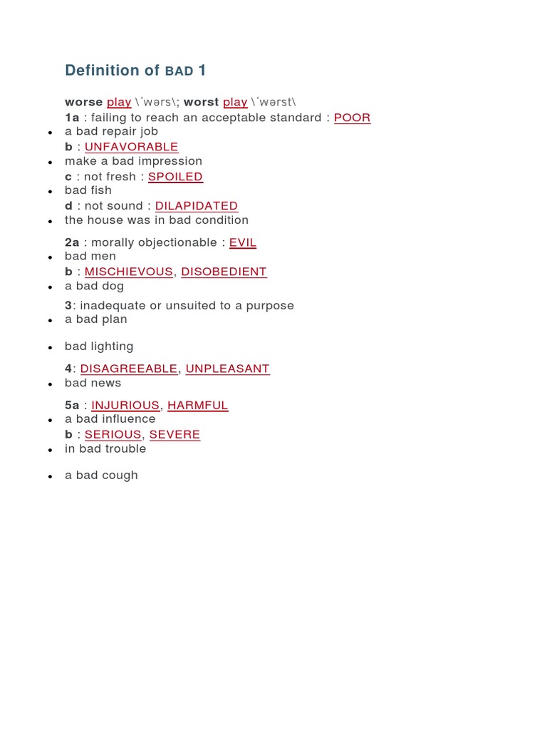 Definition of BAD 1 PDF