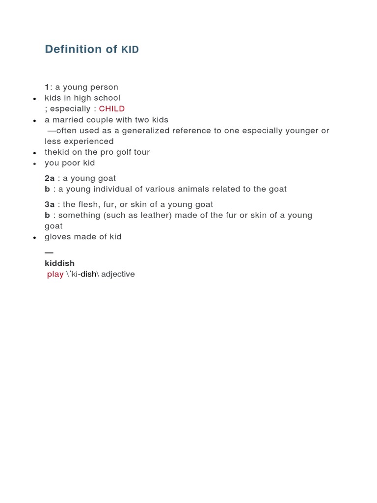 Definition of Kid | PDF