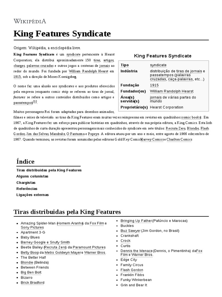 King Features Syndicate PDF Cartunismo Quadrinhos