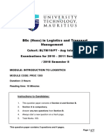 BSc Logistics Exam Questions