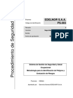 PS.003 Metodologia para La Identificacion de Peligros y Evaluacion de Riesgos - SGSSO Perú PDF