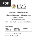 Universiti Malaysia Sabah Chemical Engineering Programme: Title: Case Study: Process Control Failure