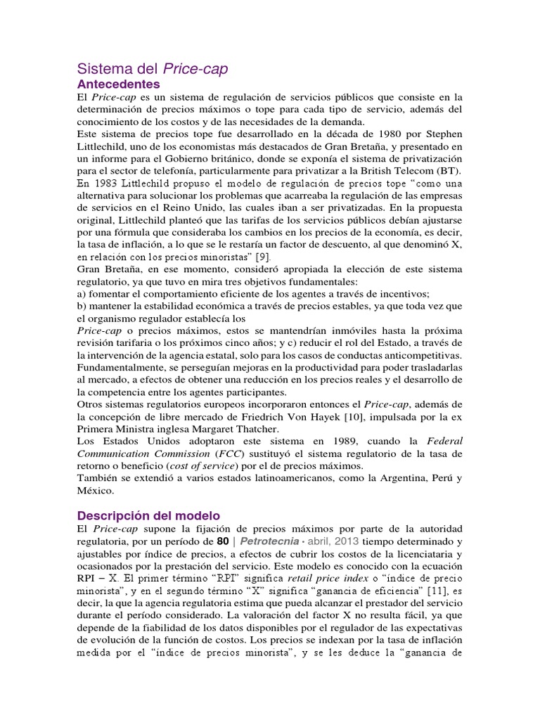 Sistema de Regulación Price-cap | PDF | Precios | Inflación
