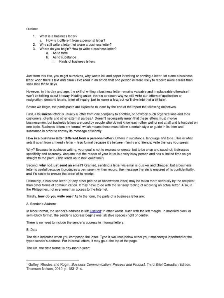 How To Write A Business Letter | PDF | Written Communication | Writing