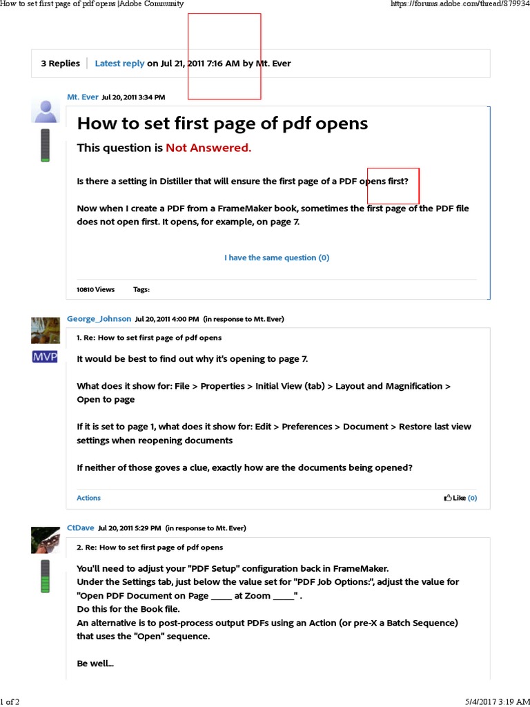 00 Info - How To Set First Page of PDF Opens (Adobe Community) | PDF ...