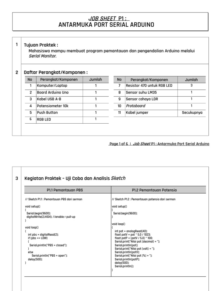 Job Sheet P1 - Antarmuka Port Serial | PDF