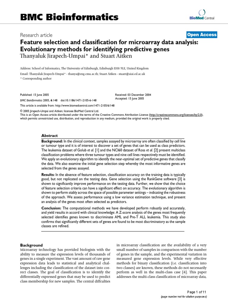 BMC Bioinformatics Bootstrapping (Statistics) Statistical