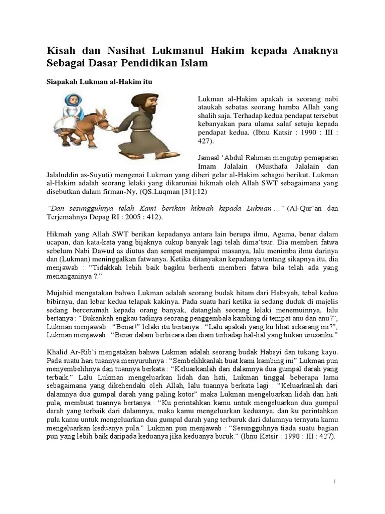 Kisah Dan Nasihat Lukmanul Hakim Kepada Anaknya Sebagai Dasar Pendidikan Islam Pdf