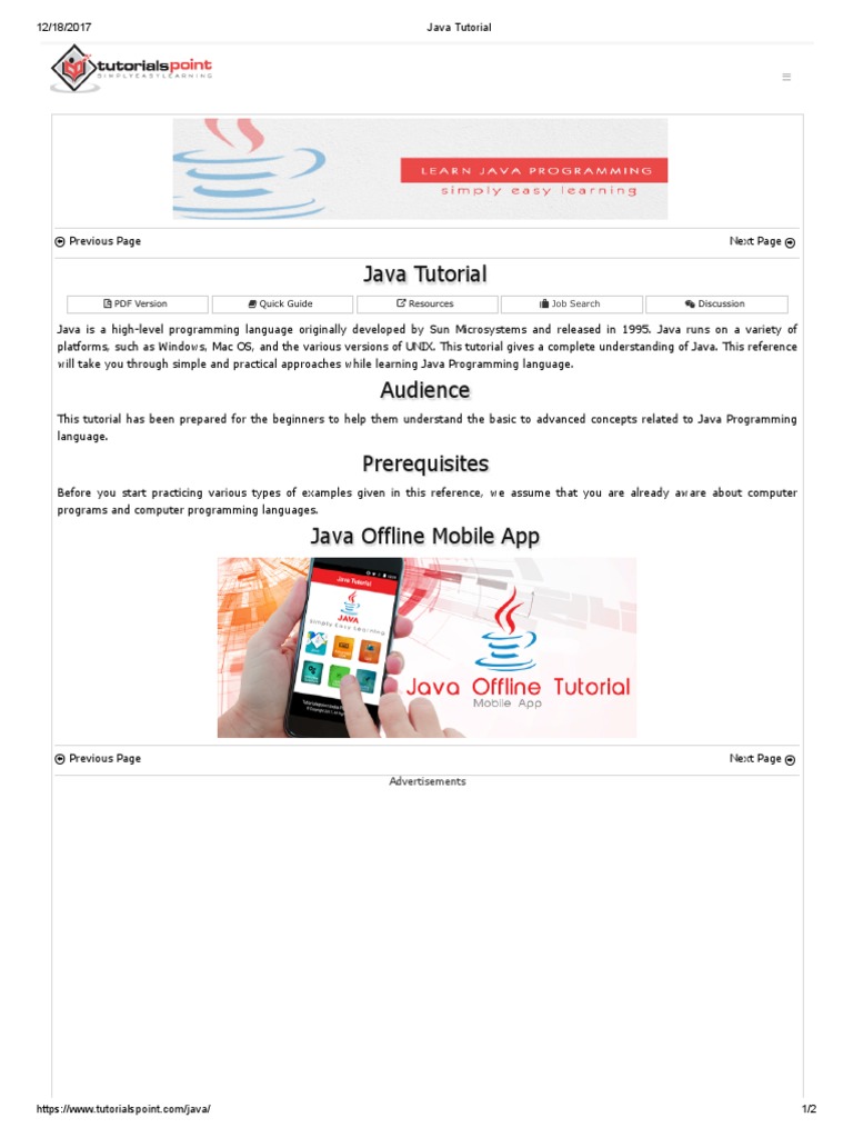 Java Tutorial.pdf | Java (Programming Language) | Computer ...