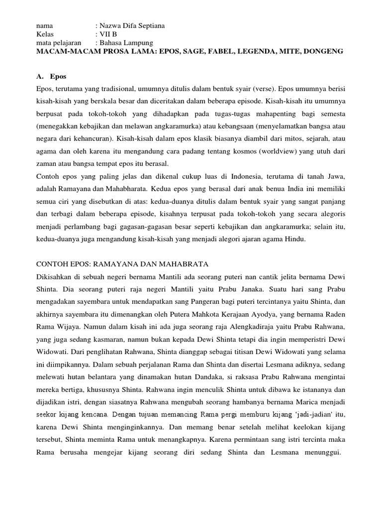 Cerita Dongeng Dalam Bahasa Lampung Dan Artinya