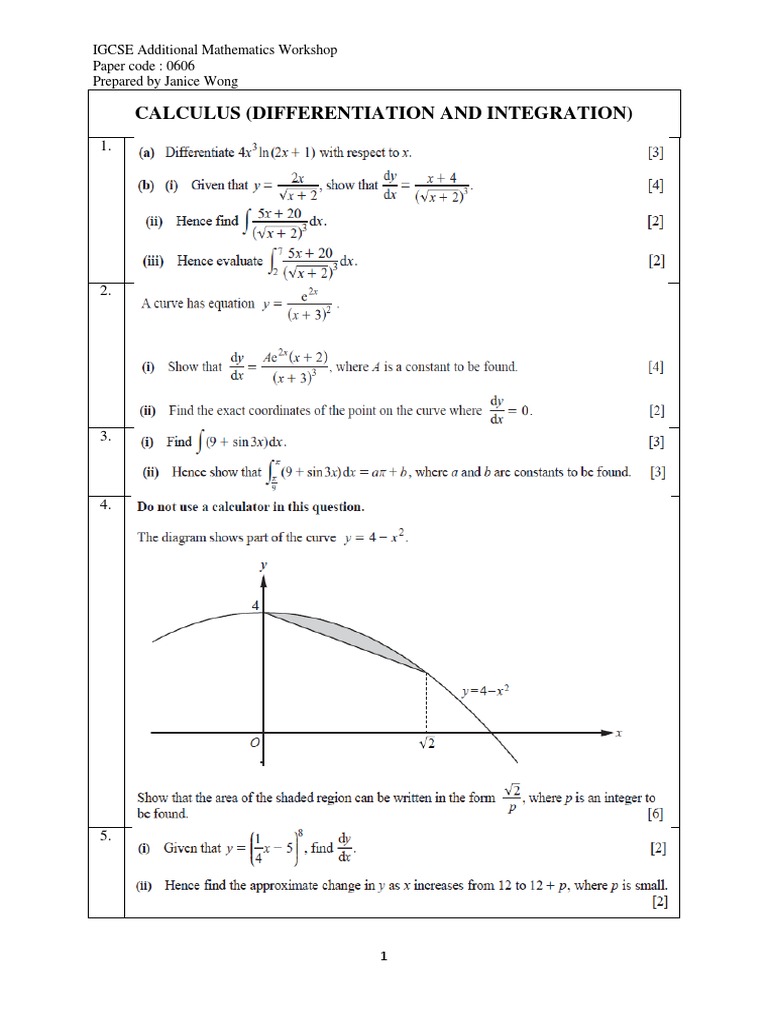 Add Maths Differentiation and Integration