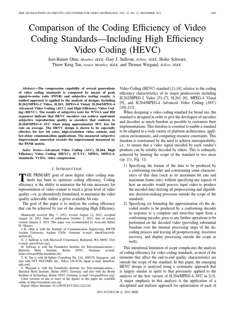 2012 12 IEEE-HEVC-Performance PDF | PDF | H.264/Mpeg 4 Avc | Data ...