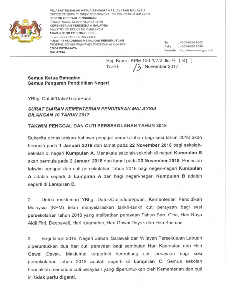 Surat Kebenaran Ketua Jabatan Untuk Cuti Perayaan