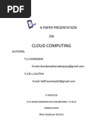 Cloud Computing: A Paper Presentation ON