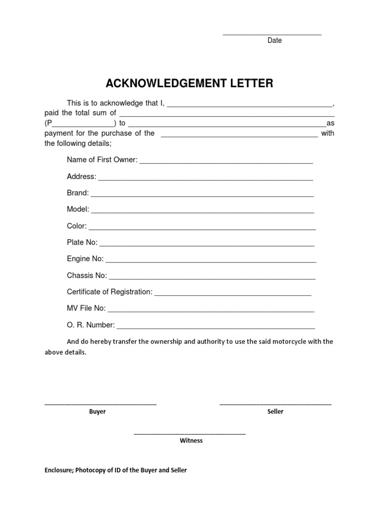 Motorcycle Ownership Acknowledgement Form | PDF | Business