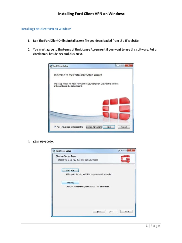 Install FortiClient VPN on Windows | PDF | Computers