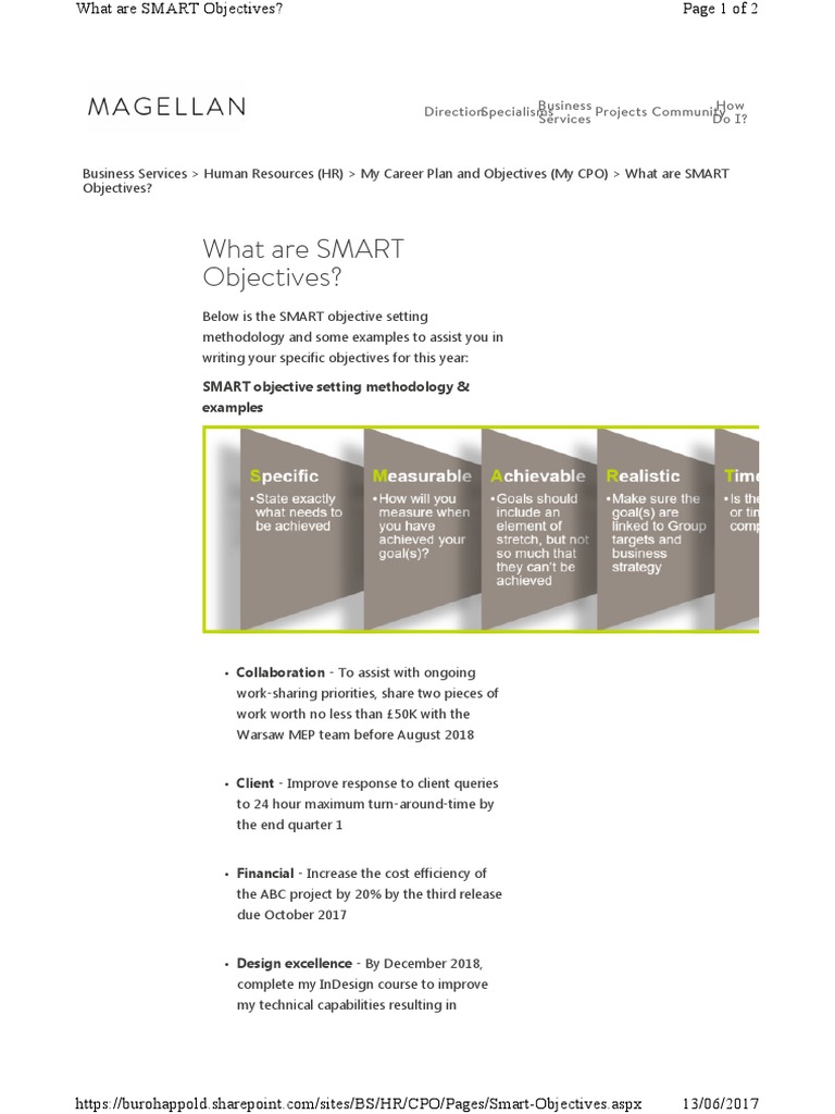 SMART Objectives Setting Guide | PDF