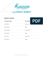 EQ cheat sheet frequency ranges and EQ tips