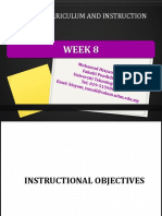 Week 8 Instructional Objectives