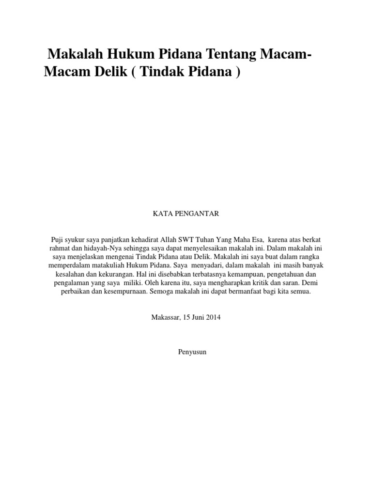 Makalah Hukum Pidana Tentang Macam Docx