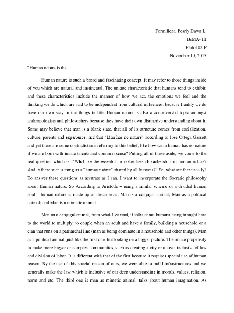 Philo Paper 2 Pdf Human Nature Reason