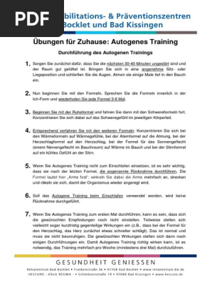 Autogenes Training Anleitung Und Uebungen