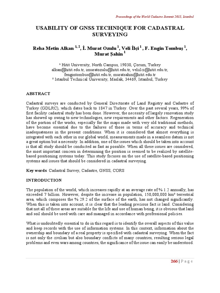 GNSS Techniques in Cadastral Surveying | PDF | Surveying | Global ...