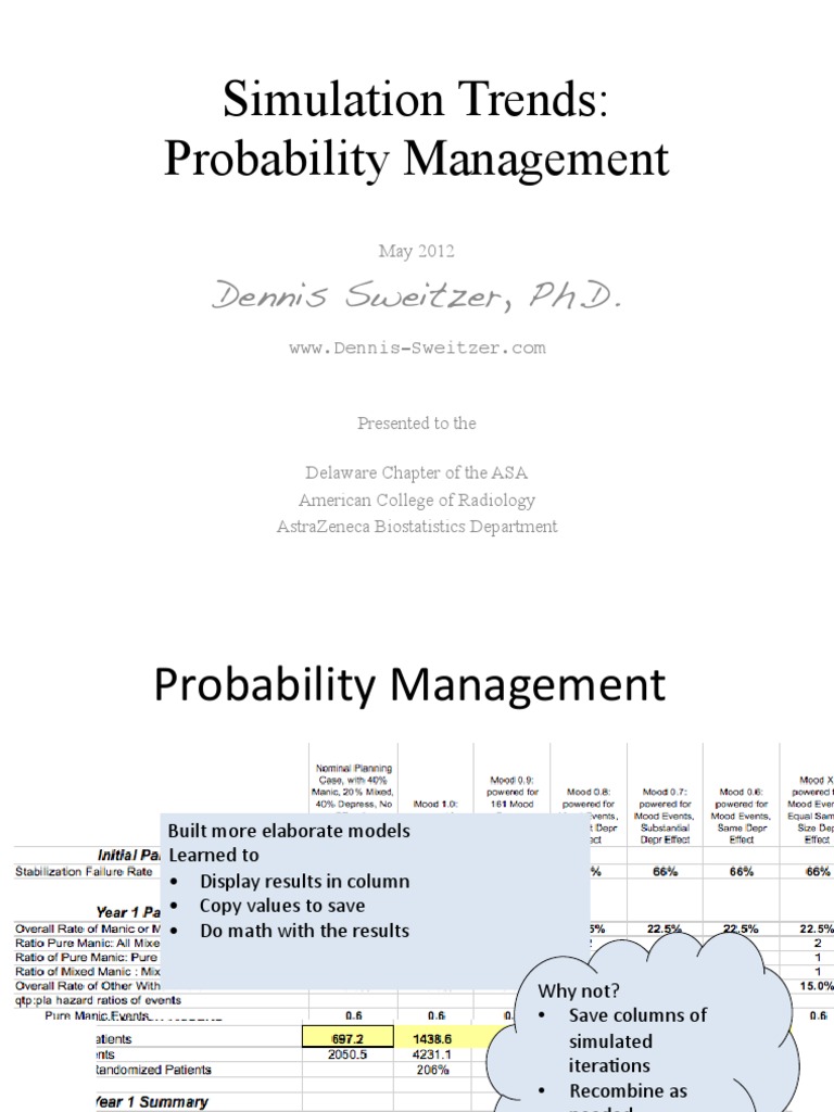 Simulation Trends: Probability Management: Dennis Sweitzer, PH.D ...