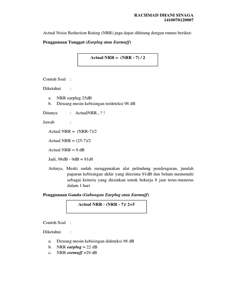 Contoh Soal Perhitungan Kebisingan - Jejak Pelajar