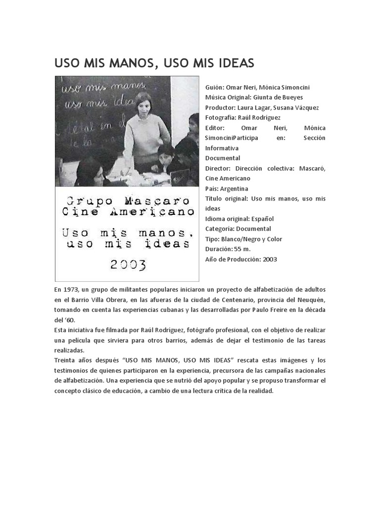 Uso Mis Manos | PDF | Sicología | Educación avanzada