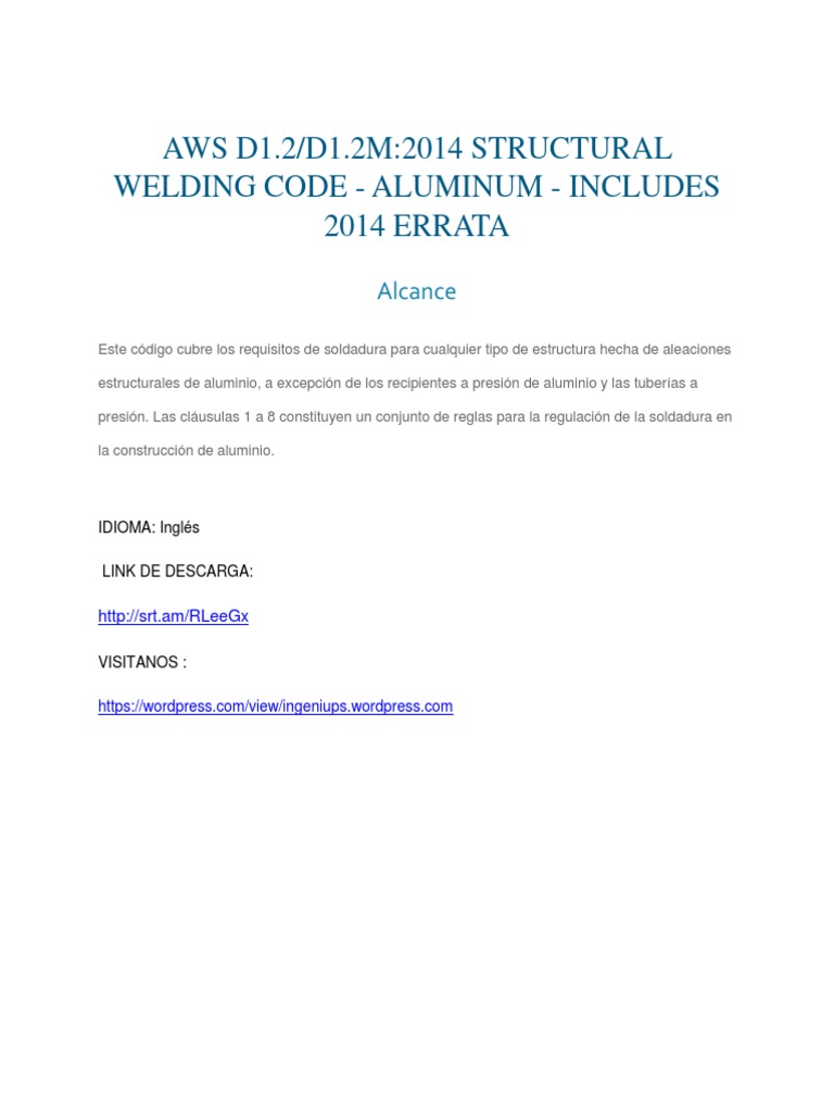 Aws D1.2 2014M | PDF