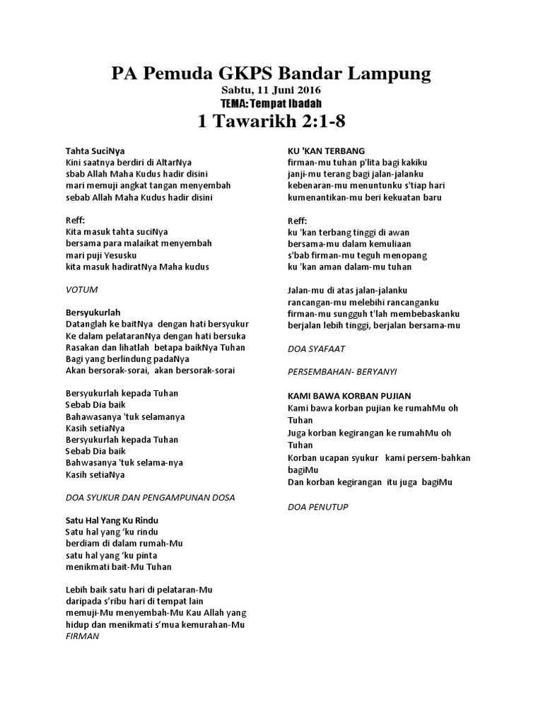 Bersyukurlah Kepada Tuhan Sebab Dia Baik Lirik Berbagai