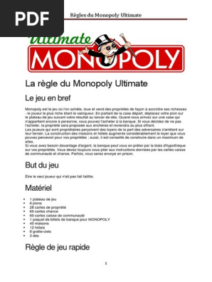 La Regle Du Monopoly De Banques