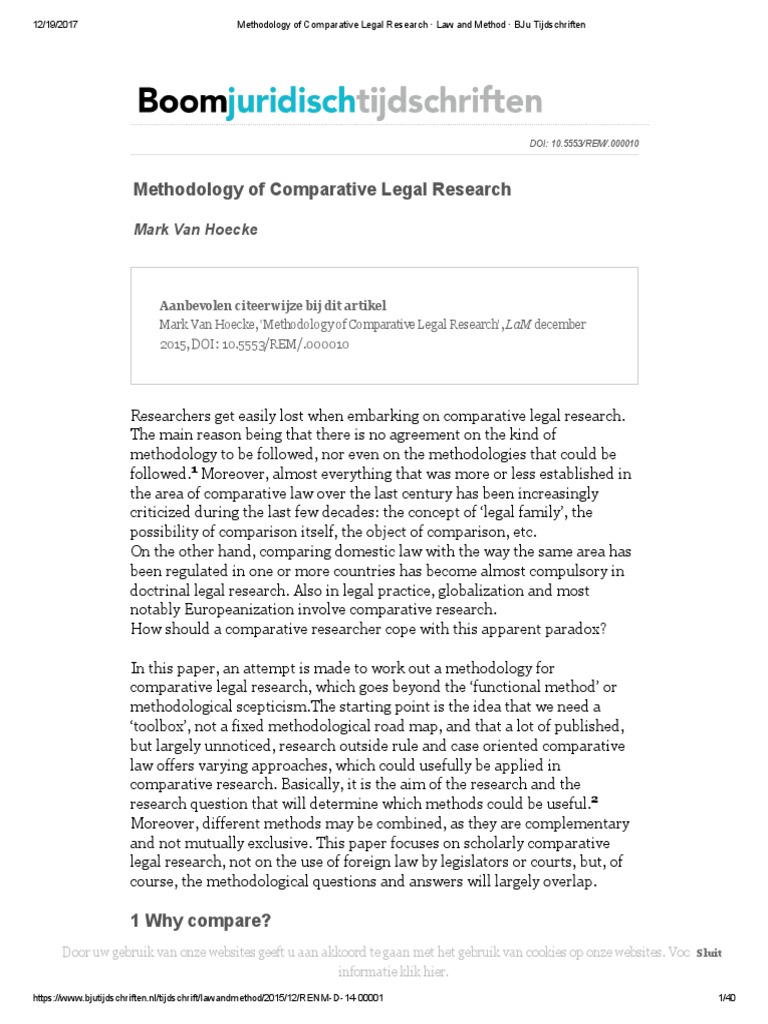Methodology of Comparative Legal Research Law and Method BJu ...