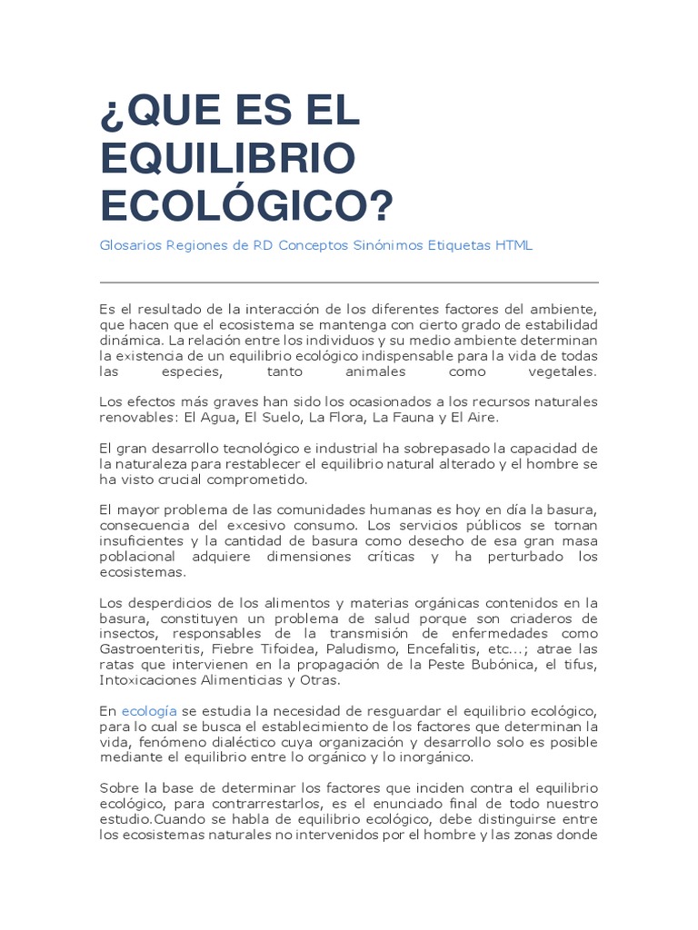 Que Es El Equilibrio Ecológico Ecology Ecosystem