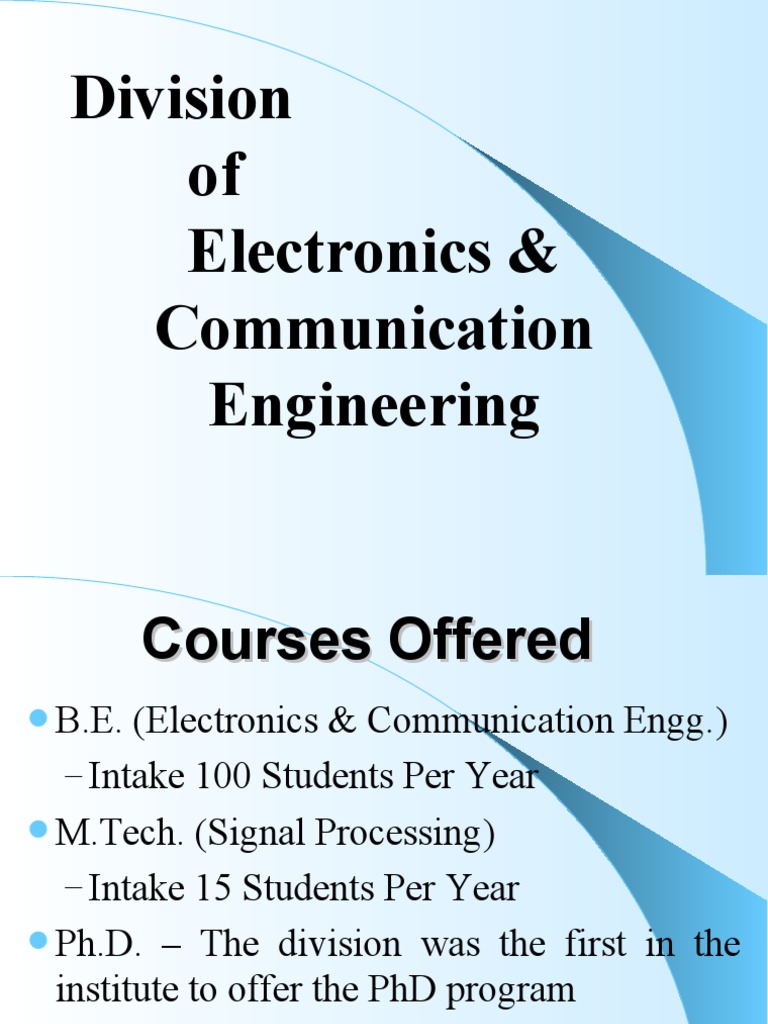 Division of Electronics & Communication Engineering | PDF | Art | Computers