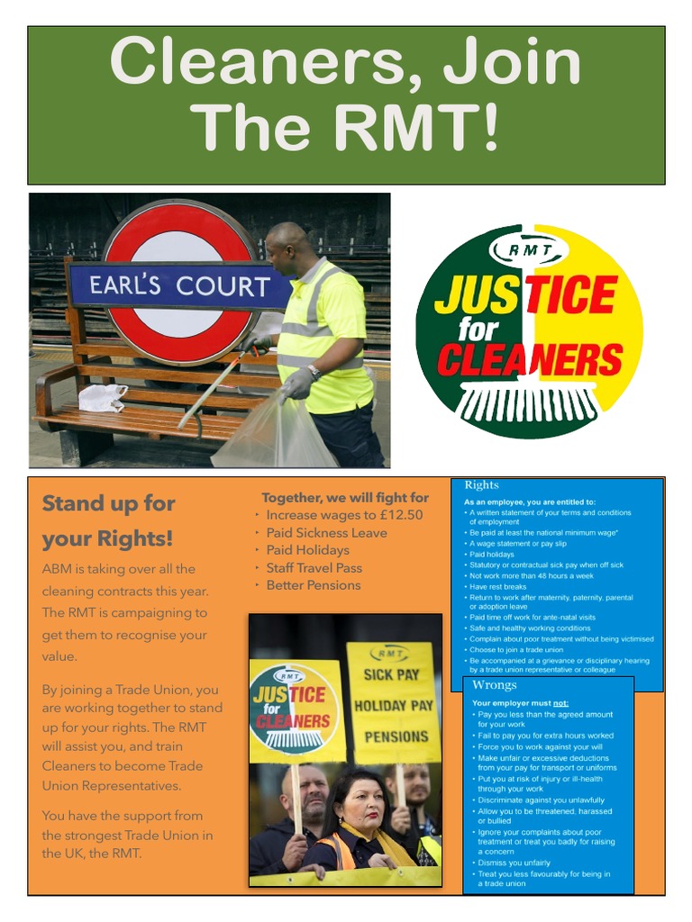 Join RMT for Cleaner Rights | PDF