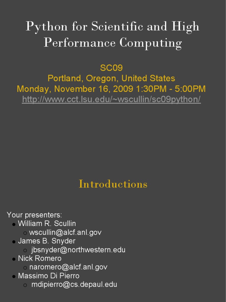 Python For Scientific and High Performance Com | PDF | Message Passing ...
