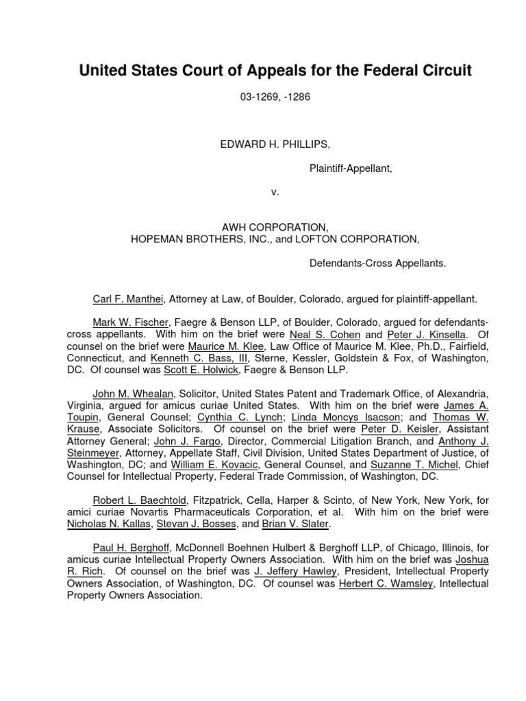 Phillips V AWH Corp (Patent) | PDF | Patent Claim | Glossary Of Patent ...