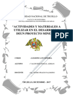 Actividades y materiales en proyectos mineros